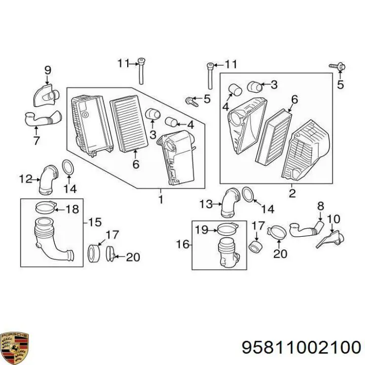95811002100 Porsche Obudowa filtra powietrza