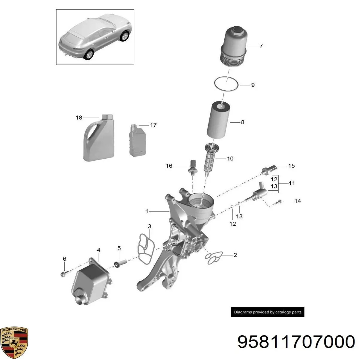 95811707000 Porsche uszczelka chłodnicy oleju