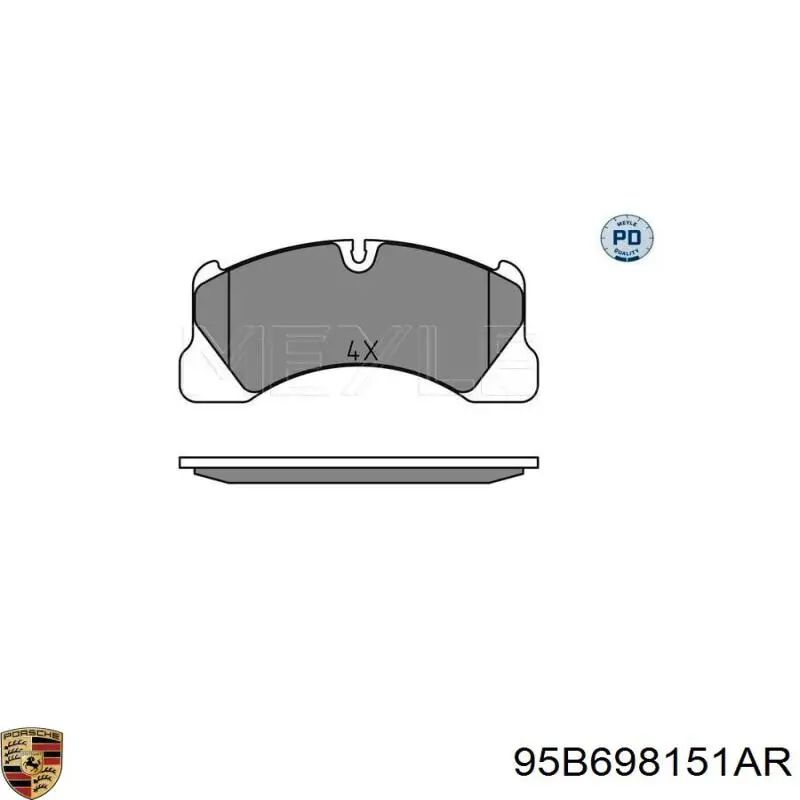 95B698151AR Porsche Klocki hamulcowe przednie tarczowe