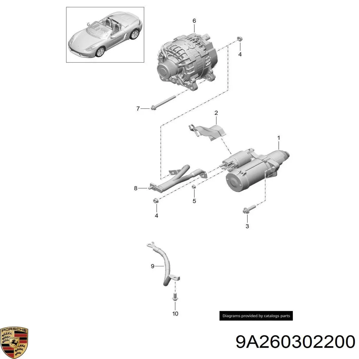 Alternator Porsche Cayman coupe (982) (2016 - 2026) cena, od 479,80 USD