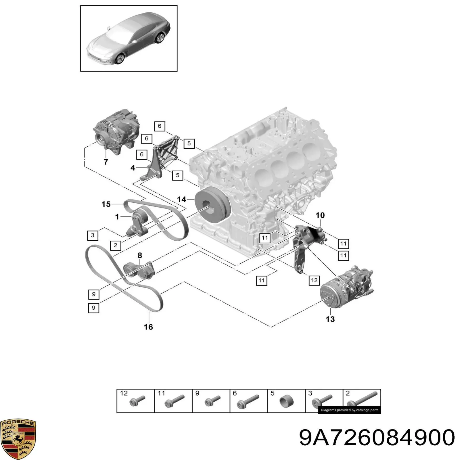 9A726084900 Porsche pas napędowy mechanizmów