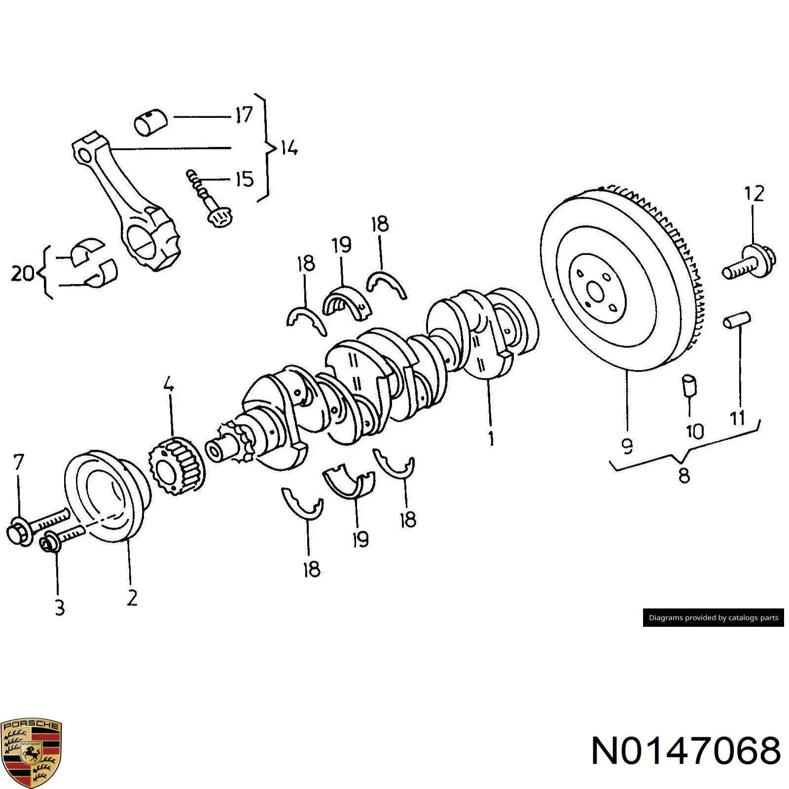 N0147068 Porsche śruba koła pasowego wału korbowego