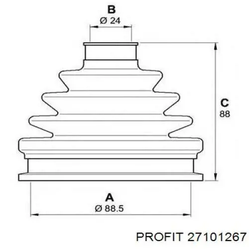 Przegub homokinetyczny przedni zewnętrzny Profit 27101267 cena, od 37,79 USD