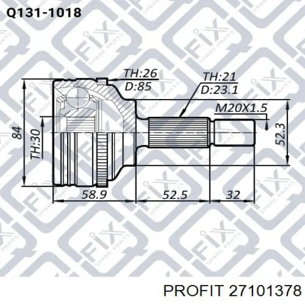 Przegub homokinetyczny przedni zewnętrzny Profit 27101378 cena, od 40,48 USD