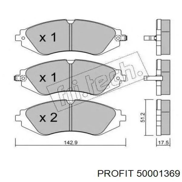 Do koszyka 50001369 Profit Klocki hamulcowe przednie tarczowe