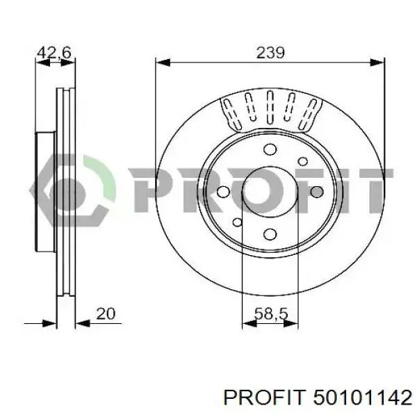 50101142 Profit Tarcza hamulcowa przednia