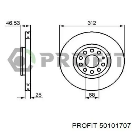 5010-1707 Profit tarcza hamulcowa przednia