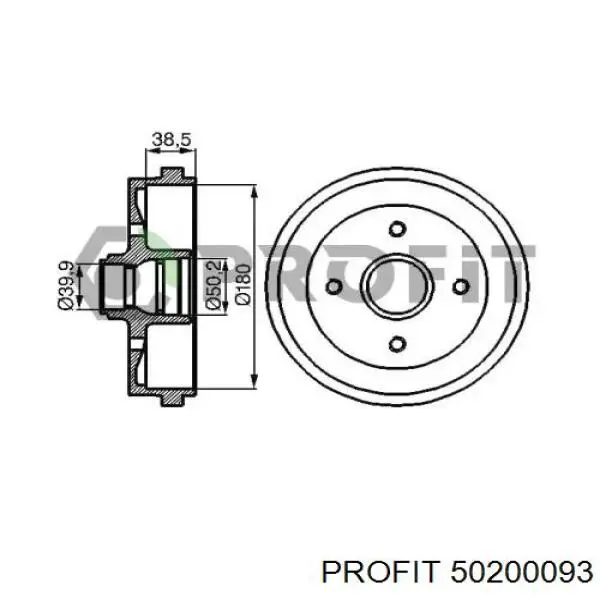 5020-0093 Profit bęben hamulcowy tylny