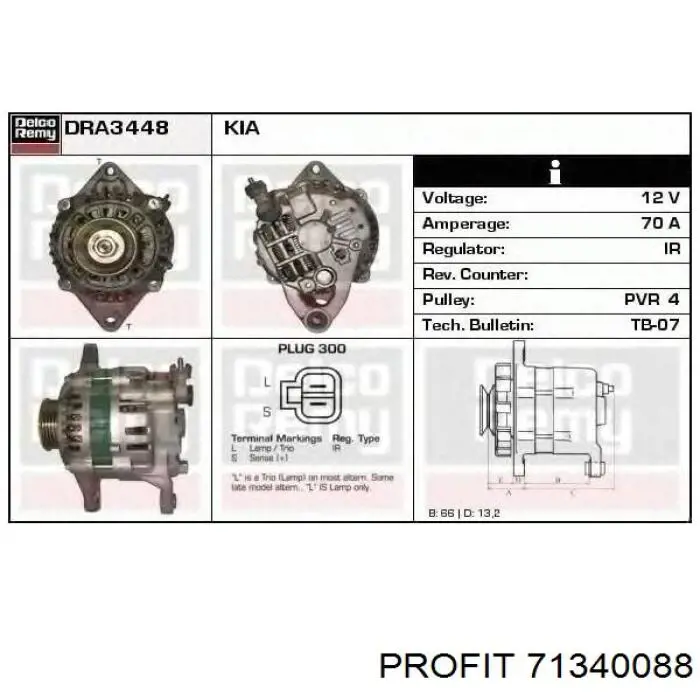 Regulator alternatora (przekaźnik ładowania) 71340088 Profit
