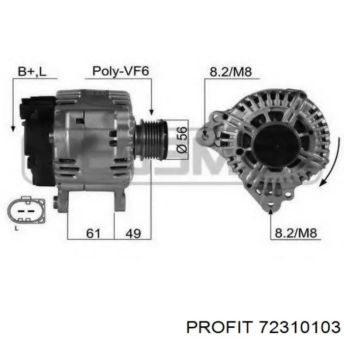 Do koszyka 72310103 Profit Regulator alternatora (przekaźnik ładowania)