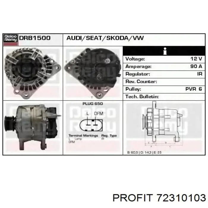 72310103 Profit Regulator alternatora (przekaźnik ładowania)