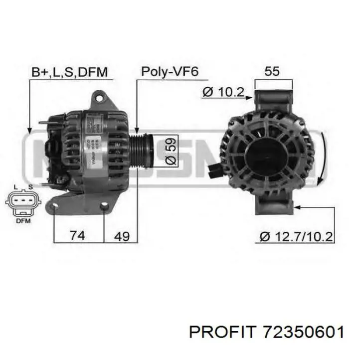 Do koszyka 72350601 Profit Regulator alternatora (przekaźnik ładowania)