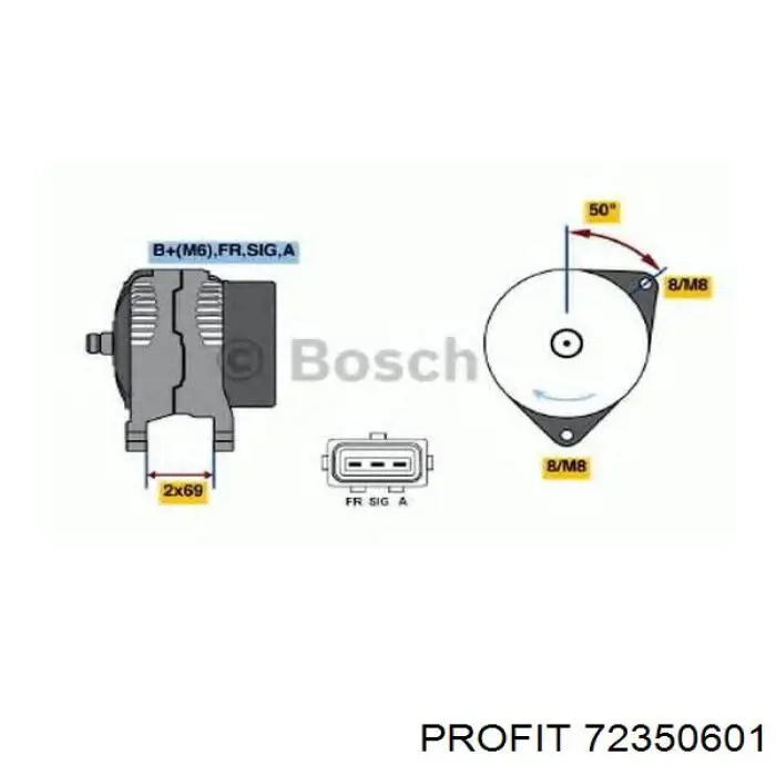 Do koszyka 72350601 Profit Regulator alternatora (przekaźnik ładowania)