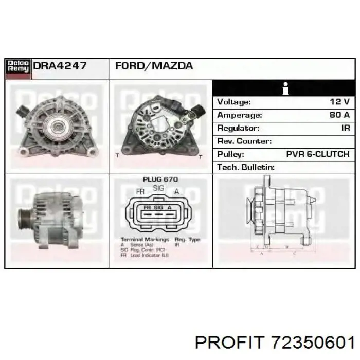 72350601 Profit Regulator alternatora (przekaźnik ładowania)