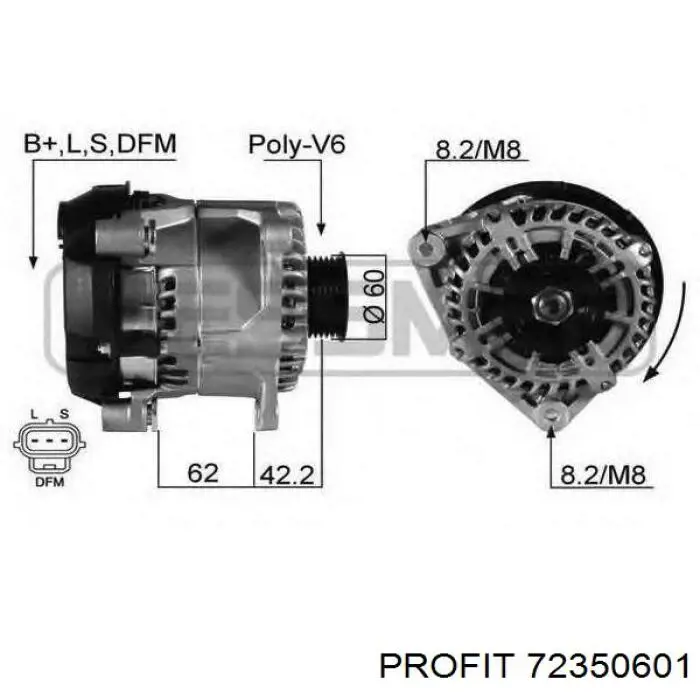 Regulator alternatora (przekaźnik ładowania) Profit 72350601 cena, od 27,63 USD