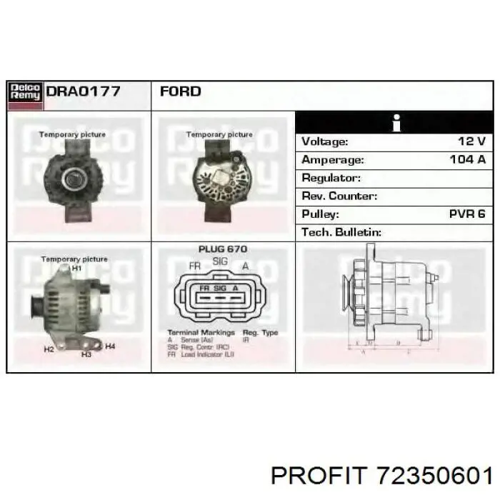 72350601 Profit Regulator alternatora (przekaźnik ładowania)
