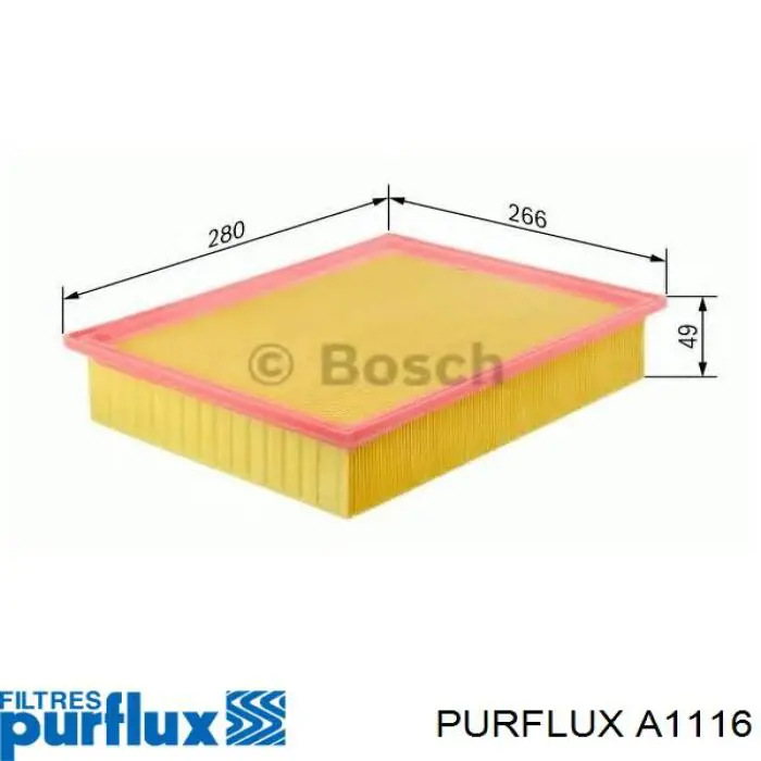Do koszyka A1116 Purflux Filtr powietrza