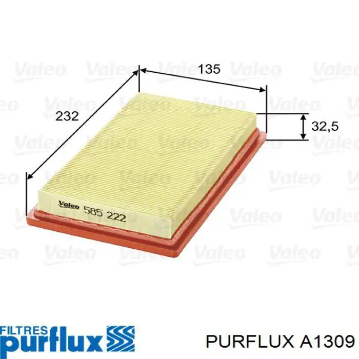 Filtr powietrza A1309 Purflux
