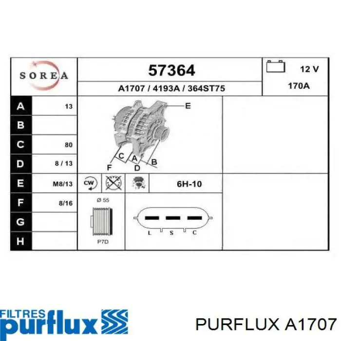 Filtr powietrza Purflux A1707