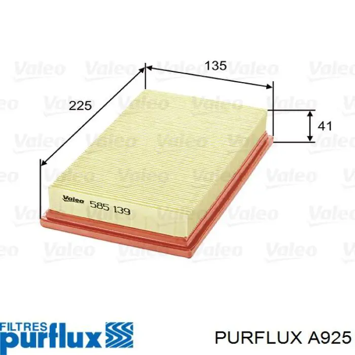 Do koszyka A925 Purflux Filtr powietrza