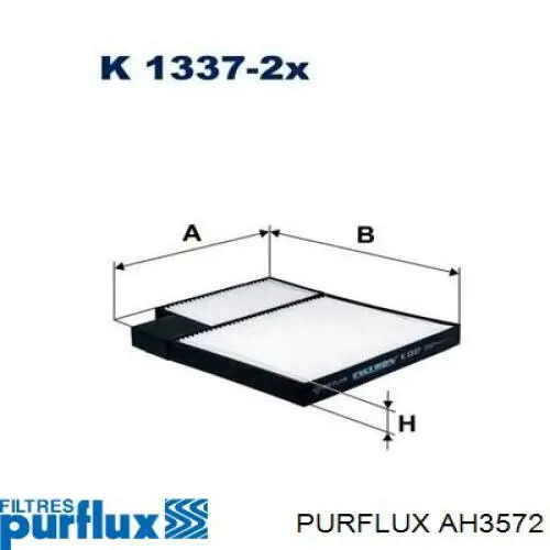 Do koszyka AH3572 Purflux Filtr kabiny
