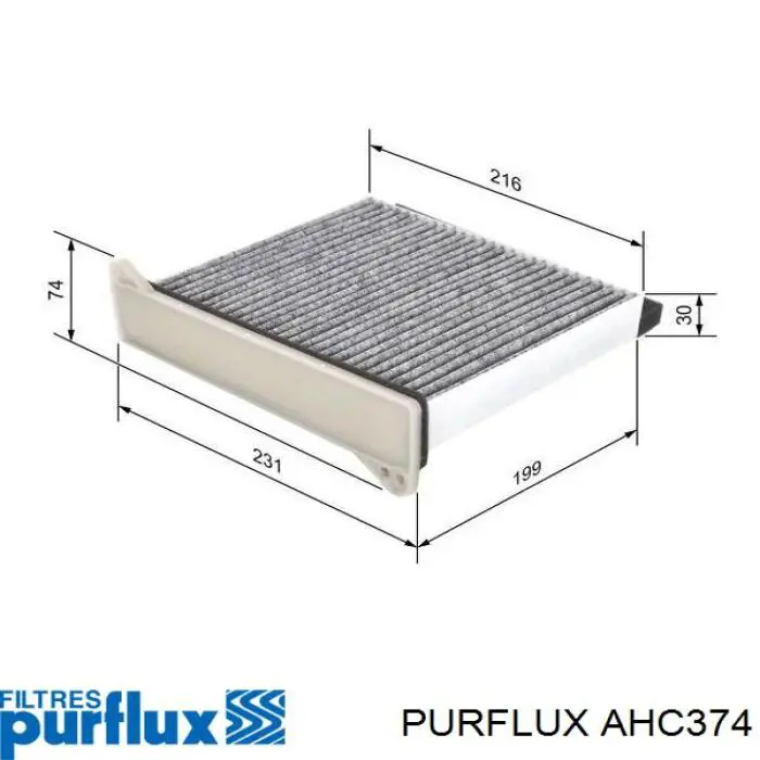 Do koszyka AHC374 Purflux Filtr kabiny