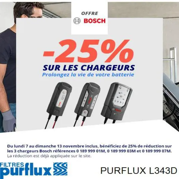 Do koszyka L343D Purflux Filtr oleju