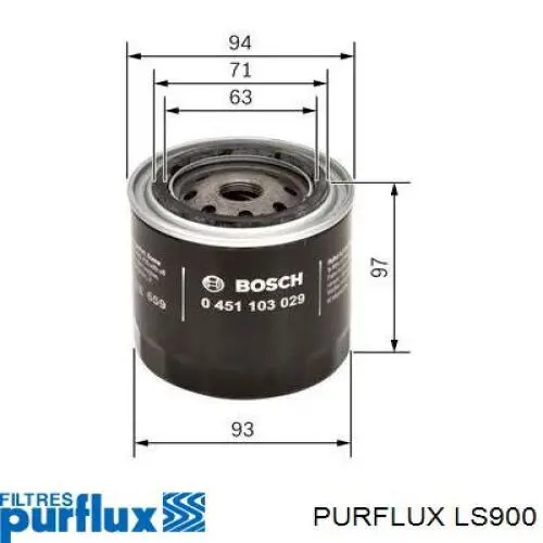 Do koszyka LS900 Purflux Filtr oleju