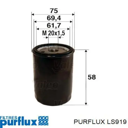 LS919 Purflux Filtr oleju