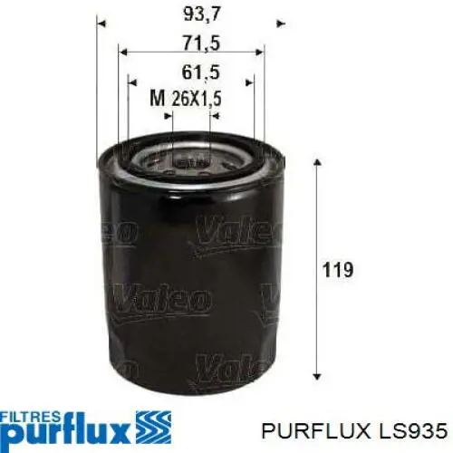 Filtr oleju Purflux LS935 cena, od 11,19 USD