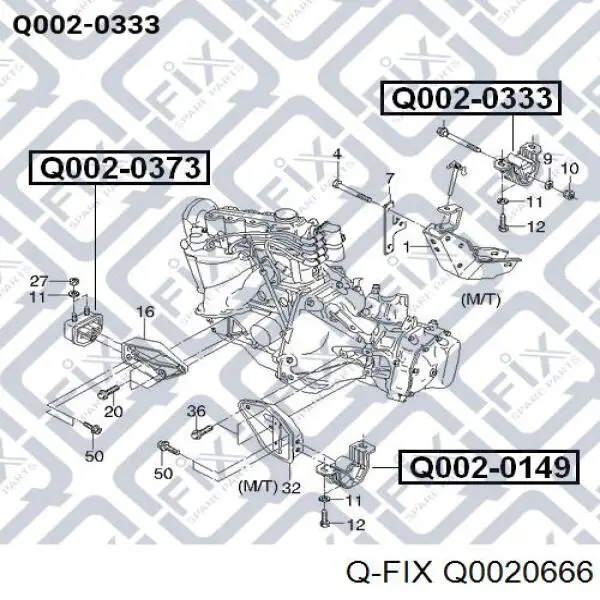 Q0020666 Q-fix Poduszka (podpora) silnika prawa