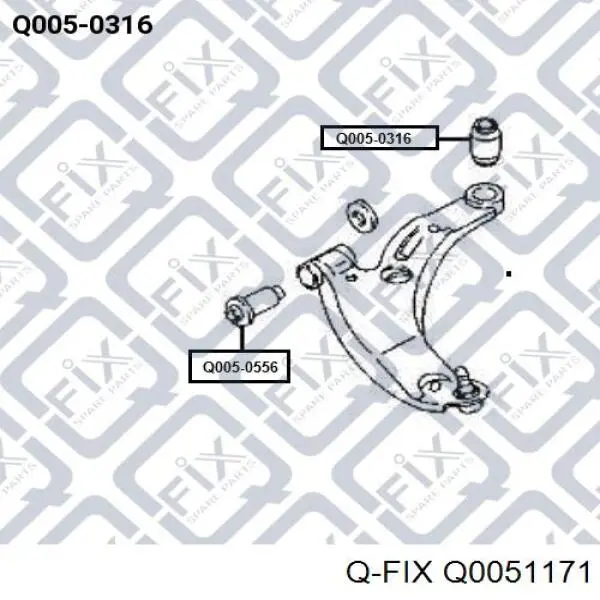 Silentblock tylnego wahacza podłużnego przedni Q0051171 Q-fix