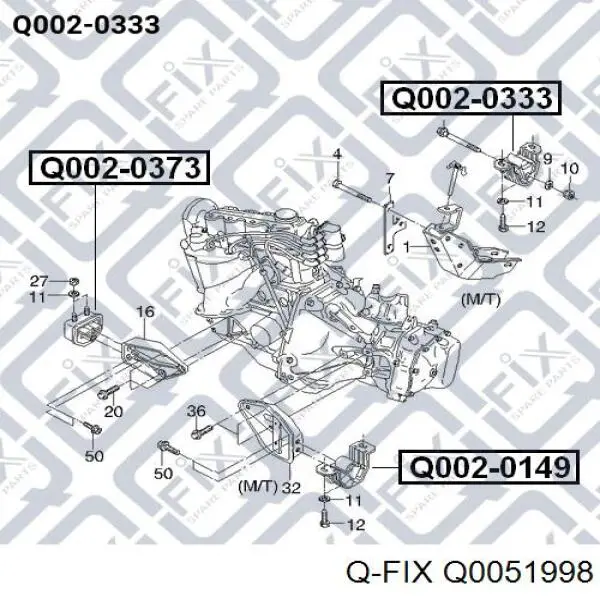 Q0051998 Q-fix Silentblock trawersu do mocowania tylnego reduktora przedni