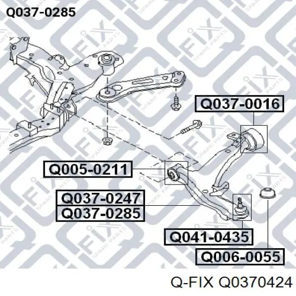 Do koszyka Q0370424 Q-fix Wahacz zawieszenia przedniego dolny prawy