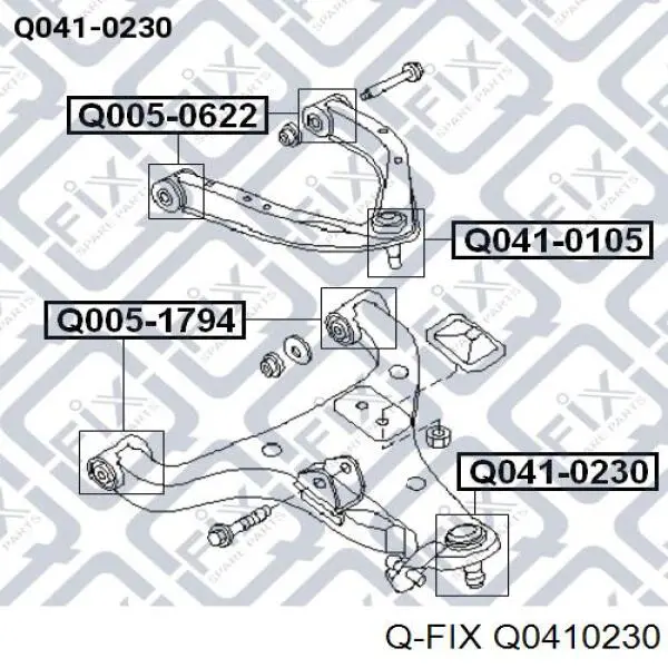 Q0410230 Q-fix sworzeń wahacza zawieszenia tylnego górny