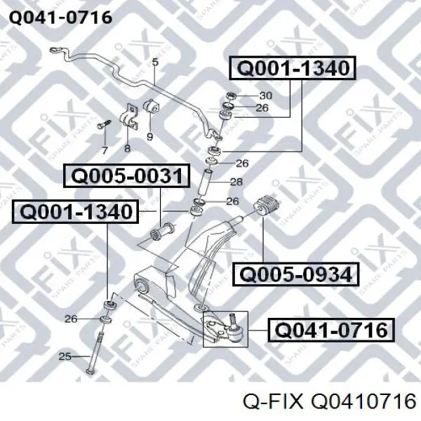 Q0410716 Q-fix sworzeń wahacza dolny