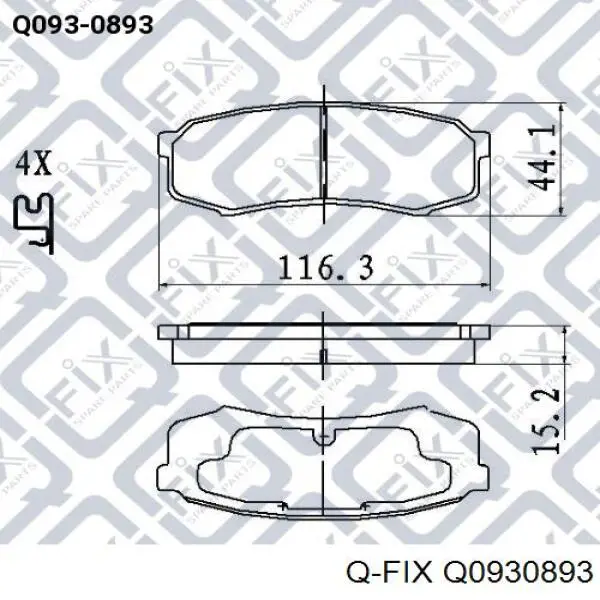 Q0930893 Q-fix okładziny (klocki do hamulców tarczowych tylne)