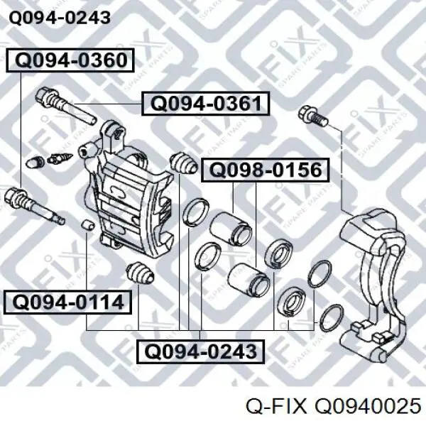 Zestaw naprawczy zacisku hamulcowego tylnego Q0940025 Q-fix