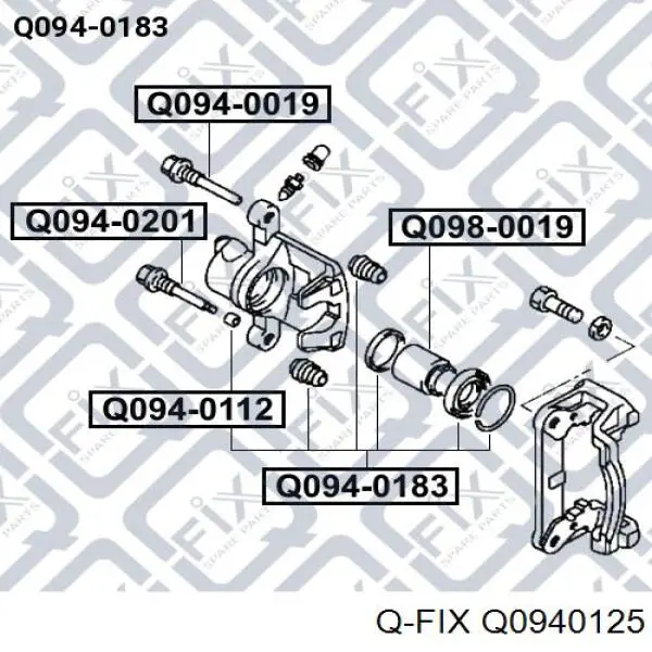 Zestaw naprawczy zacisku hamulcowego przedniego Q0940125 Q-fix