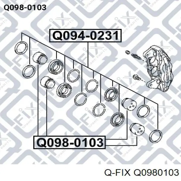 Q0980103 Q-fix tłoczek zacisku hamulcowego przedniego