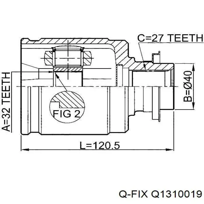 Przegub homokinetyczny wewnętrzny przedni prawy Q1310019 Q-fix