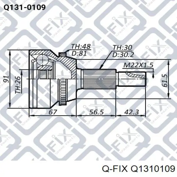 Q1310109 Q-fix Przegub homokinetyczny przedni zewnętrzny