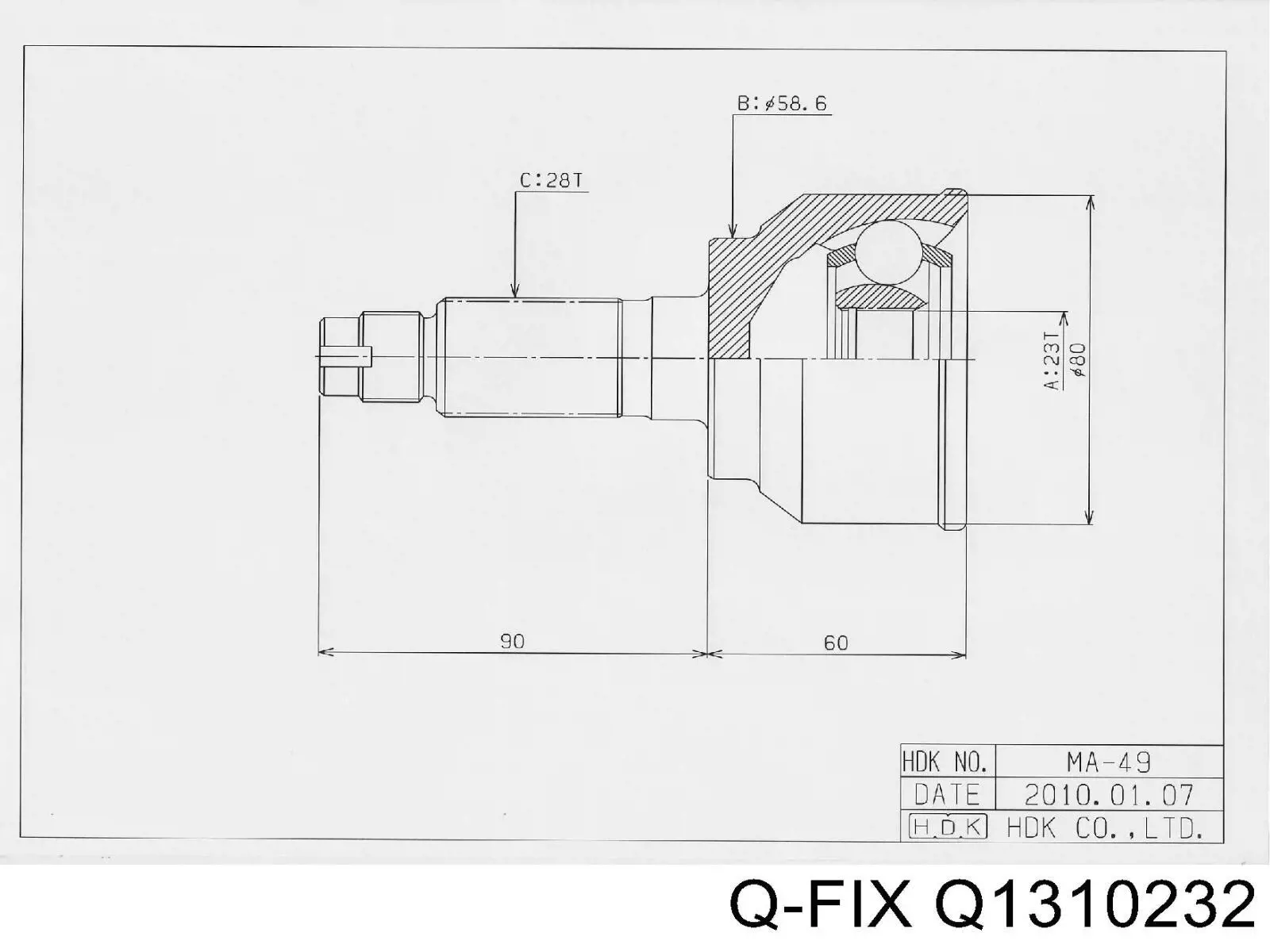Q1310232 Q-fix Przegub homokinetyczny wewnętrzny przedni prawy