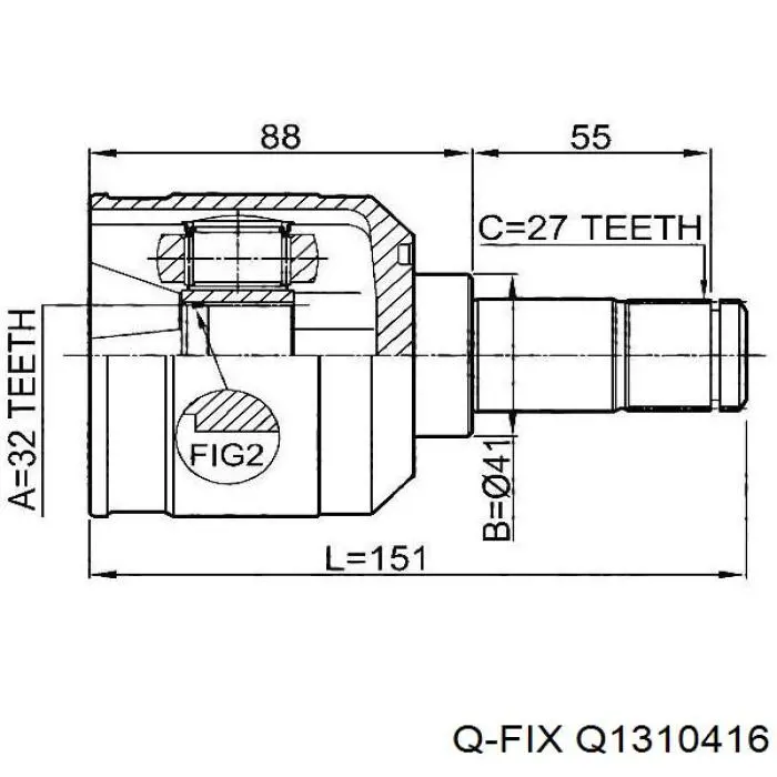 Q1310416 Q-fix Przegub homokinetyczny przedni wewnętrzny