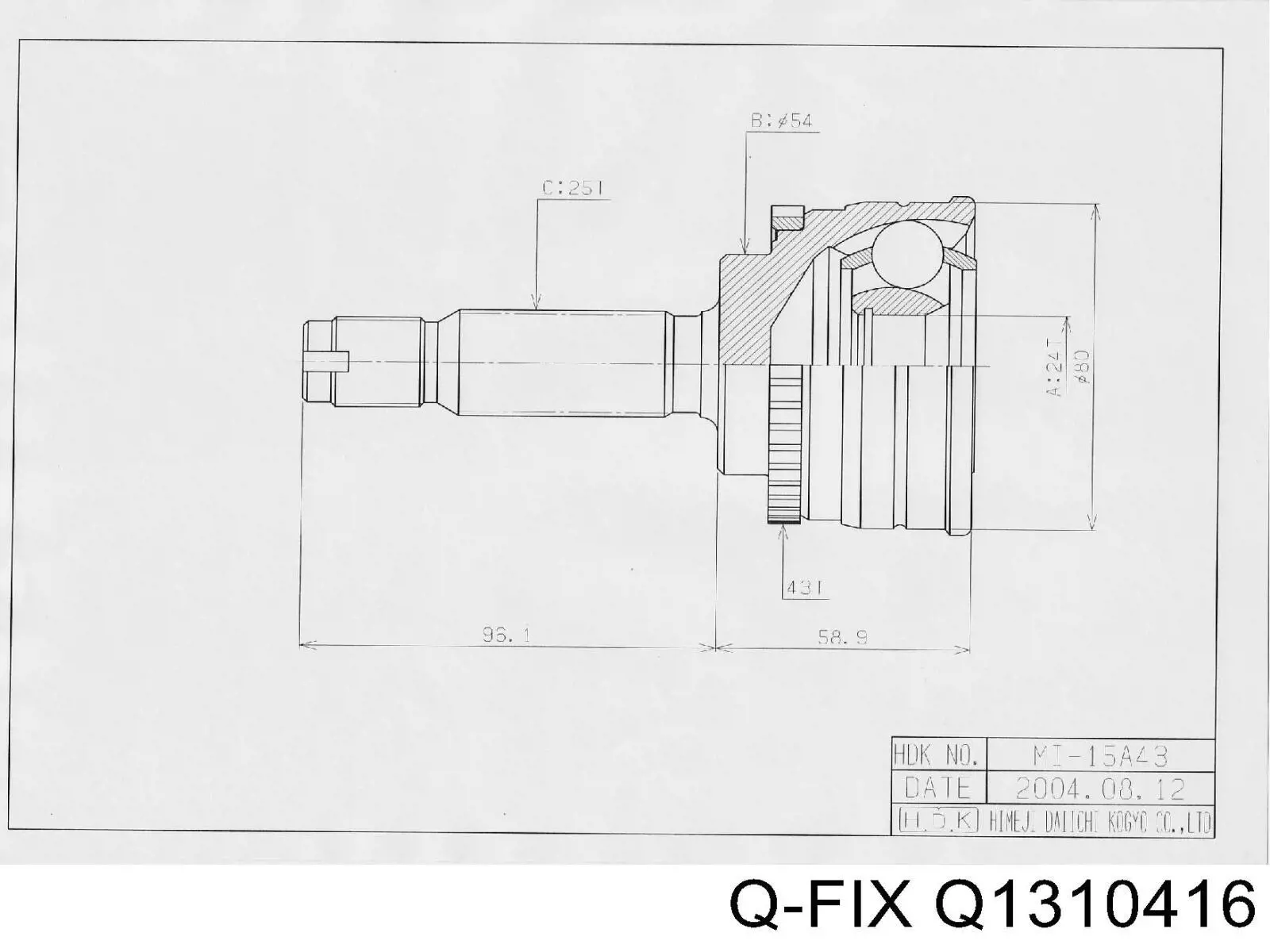 Q1310416 Q-fix Przegub homokinetyczny przedni wewnętrzny