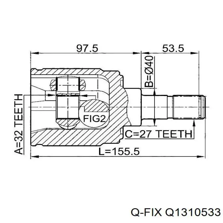 Przegub homokinetyczny przedni wewnętrzny Q1310533 Q-fix