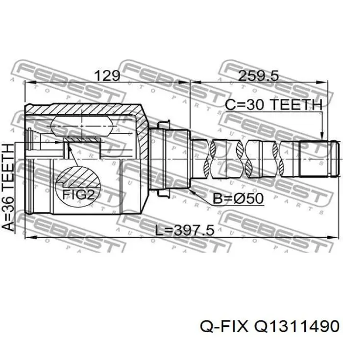 Przegub homokinetyczny przedni zewnętrzny Q1311490 Q-fix