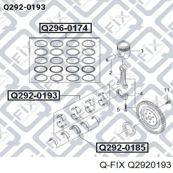Do koszyka Panewki korbowodowe wału korbowego, zestaw, 1. naprawa (+0,25) Daewoo Lanos  KLAT