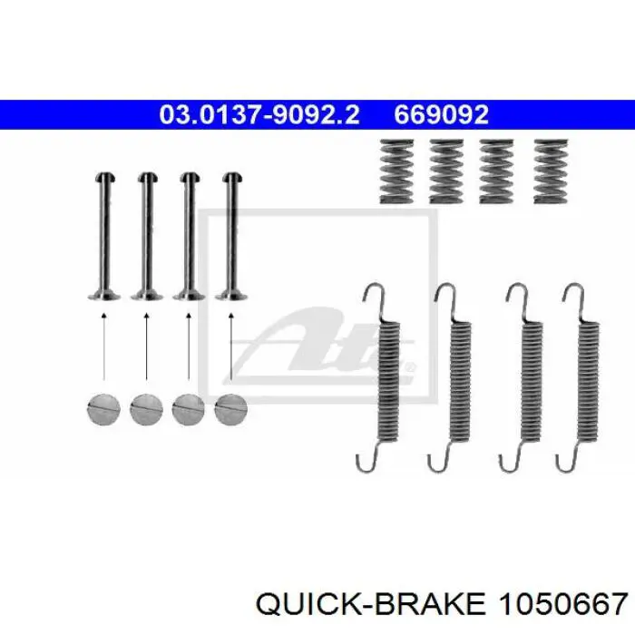Do koszyka 1050667 Quick Brake Zestaw montażowy szczęk hamulcowych tylnych
