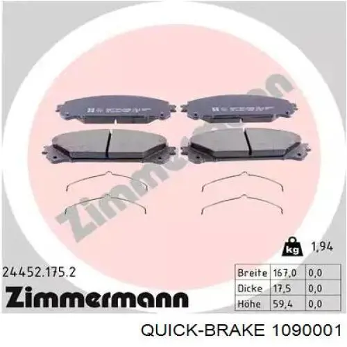 1090001 Quick Brake Zestaw naprawczy klocków hamulcowych